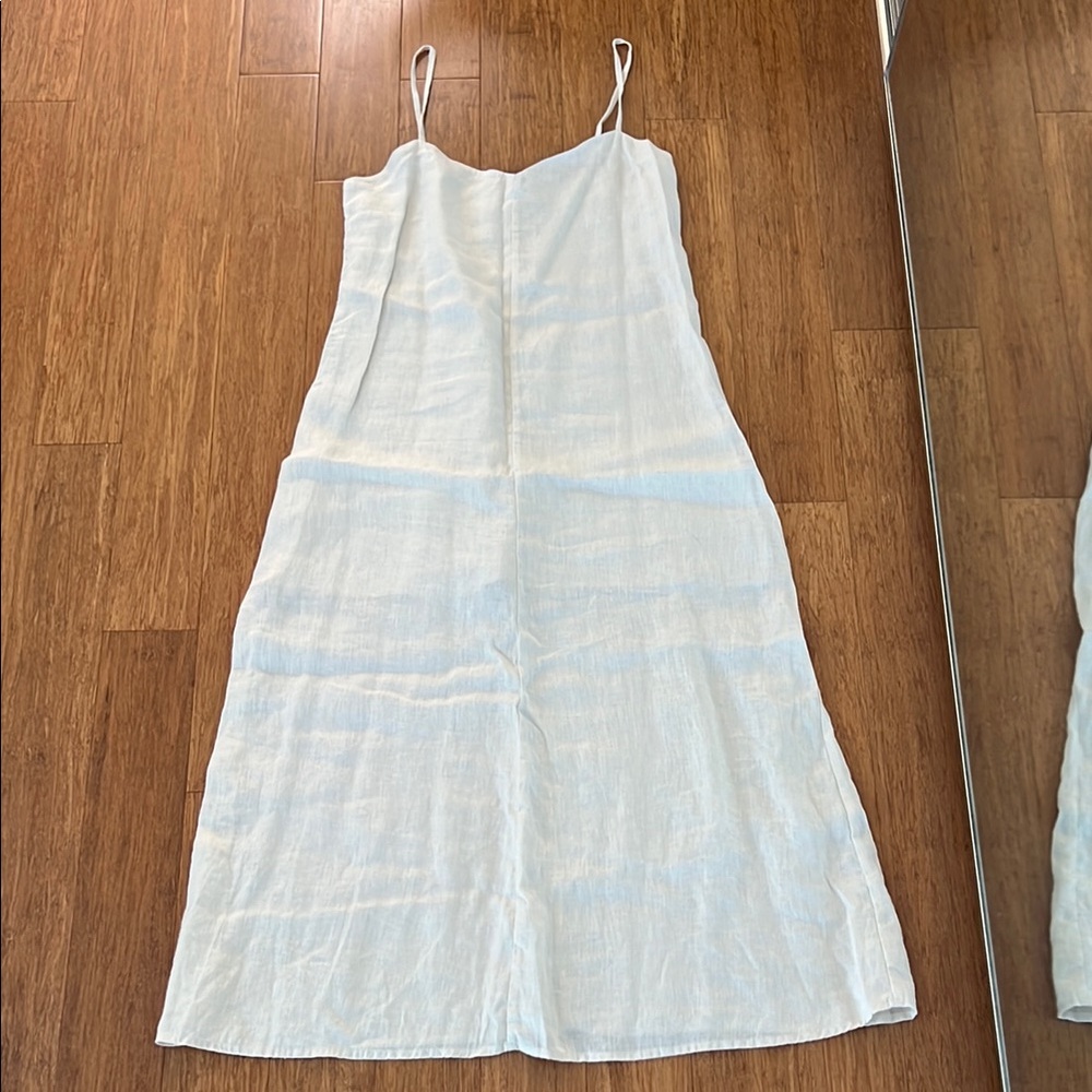 Reformation Cream Lined Linen Midi Dress